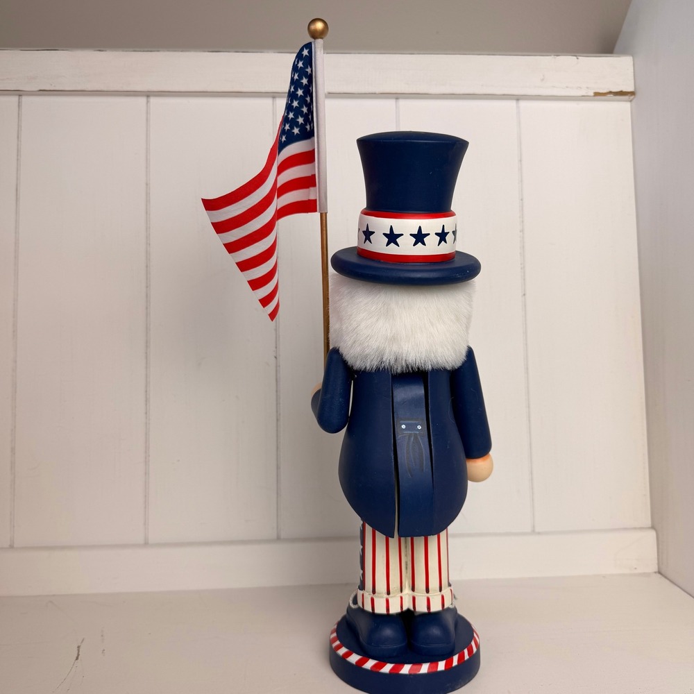Zim's Uncle Sam Nutcracker 14.5" 2002 Z02-121L Flag Box Hat Crack - Picture 2 of 6